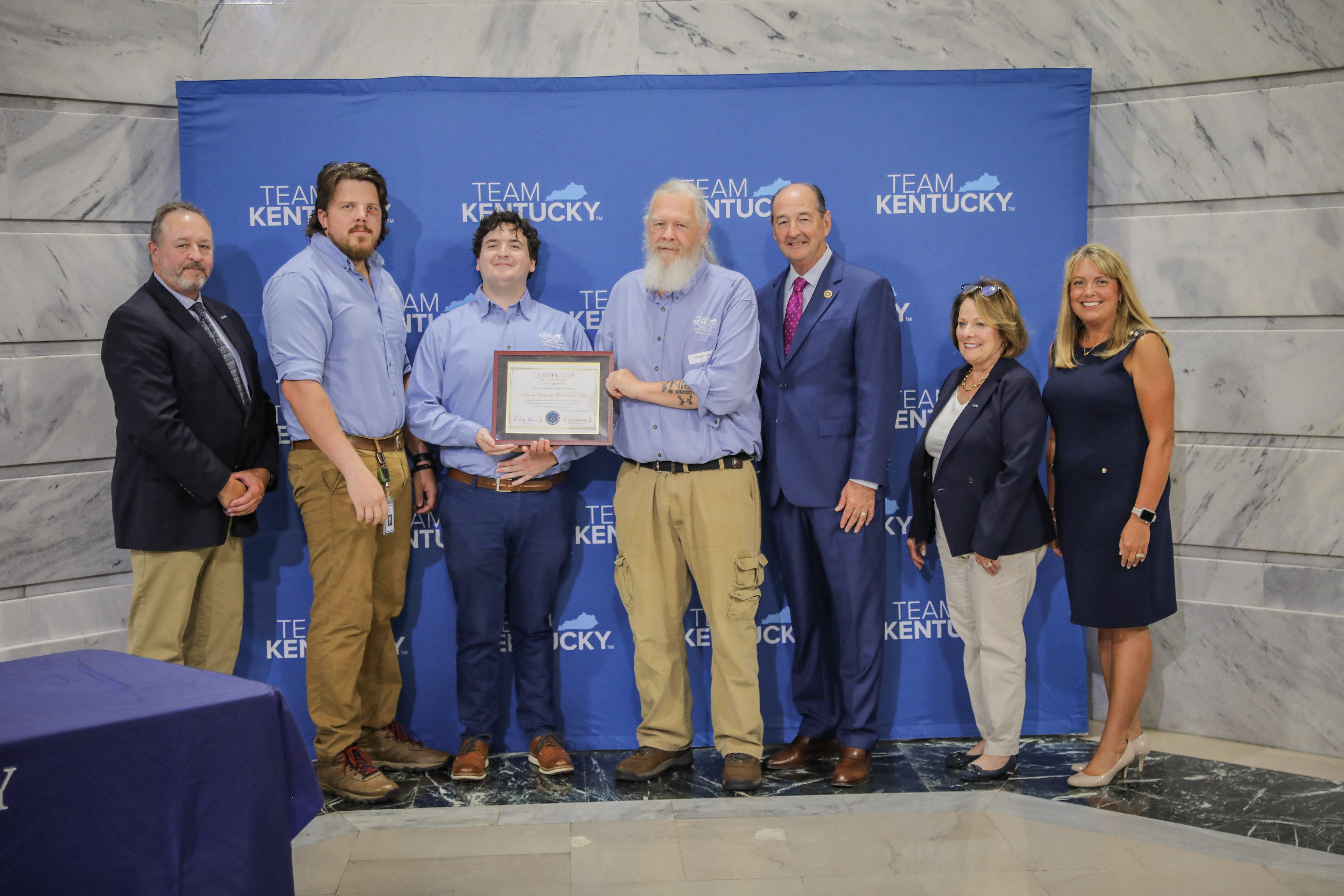 Kentucky State Police - Post 13, Hazard, KY Recieving Teamwork Award From Governor Andy Beshear and Secretary Bailey